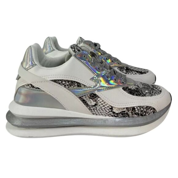 UNILADY / Franky-2 / Sneaker / Reflective & Snakeskin / Pattern Chunky Sneakers - Picture 2 of 9